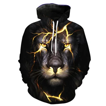 

Foreign Trade Lion Printed Hat Pocket Cover Men's Tide Hat Men's Guard Men's Sweatshirts Printing Blouse hoodies