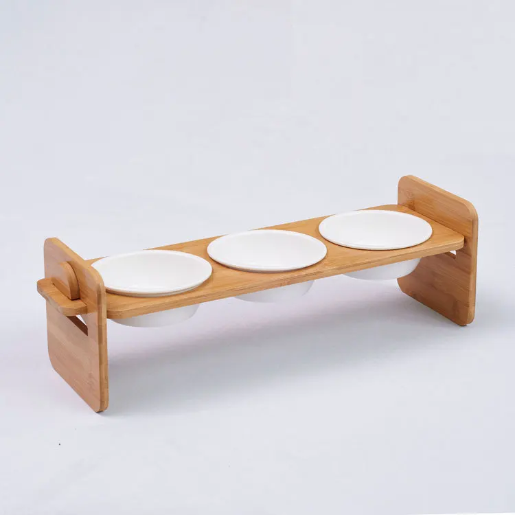 Z-Three bowel 1/2/3 миски для кошек и собак миска-кормушка Керамика ПЭТ Еда посуда миска для воды и бамбуковым корпусом противоскользящие товары для домашних животных, собаки кошки кормушки - Цвет: Z-Three bowel
