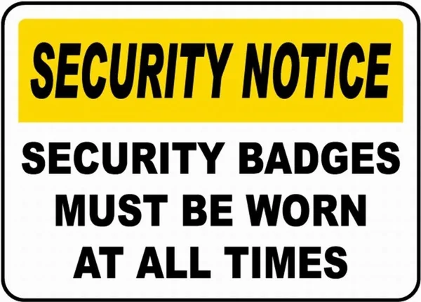 

New Vintage Retro Metal Tin Sign Security Badge Must Be Worn Outdoor Street Garage & Home Bar Club Wall