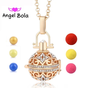 

Angel Bola Perfume Aromatherapy Pendant Essential Oil Diffuser Cage Necklace Pendant for Women Gift Jewelry L064