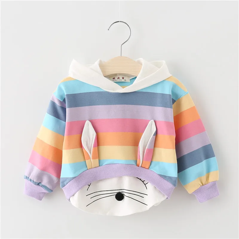

2019 Fashion Toddler Girls Sweatshirt Long Sleeve T-shirts Rainbow Girls Top Tees Cotton Girls Clothing