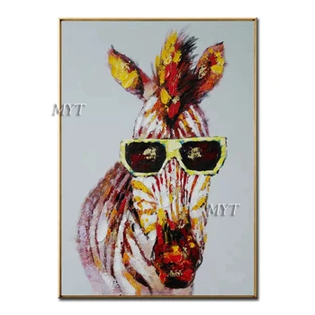 

Hand Painted Abstract Horse Head Oil Painting Canvas Wall Decor Art Modern Home Decorative Animal Art for Living Room Unframed
