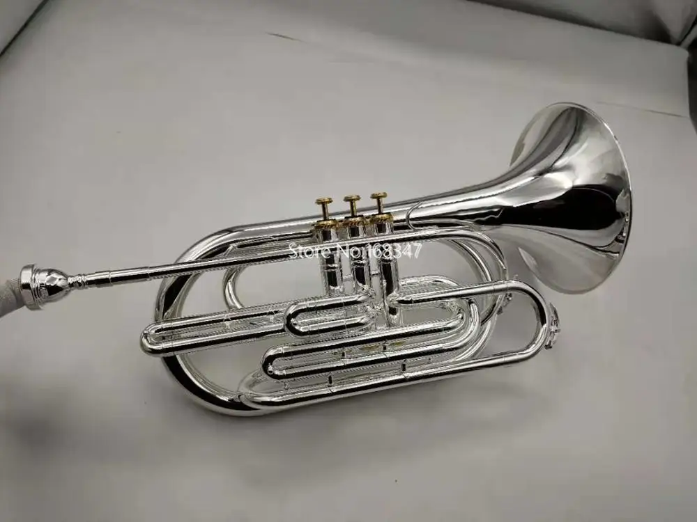 High Quality Marching Baritone Bb Tune Sliver Plated Professional Musical Instrument With Case