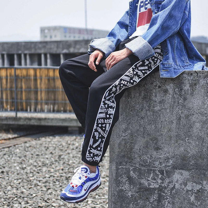 

Vertical Ze Produced 18aw National Trends Autumn Printed Ankle Banded Pants MEN'S Casual Pants Japanese-style Sports Skinny Pant