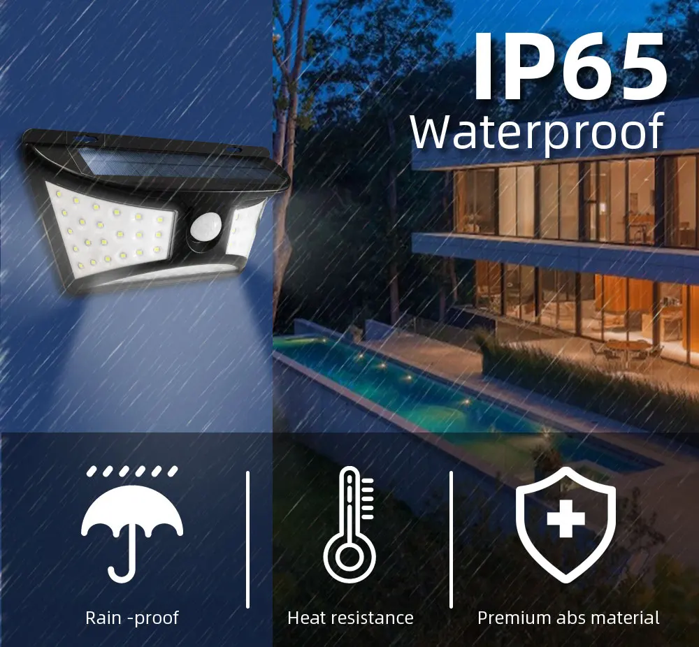 LED Solar Light Motion Sensor Solar Power Lamp for Garden Decoration Waterproof Outdoor Lighting Super Bright Security Wall Lamp