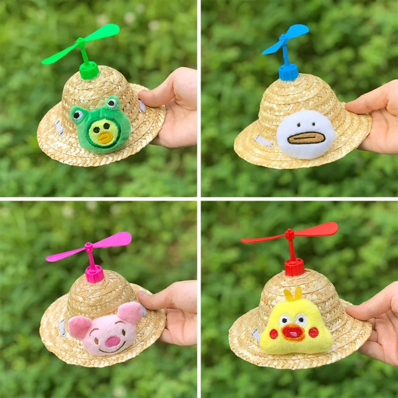 Кошка Собака соломенная шляпа-сомбреро собака бамбук шляпа многоцветный собака соломенная собака шапка с котами для фотосъемки реквизит