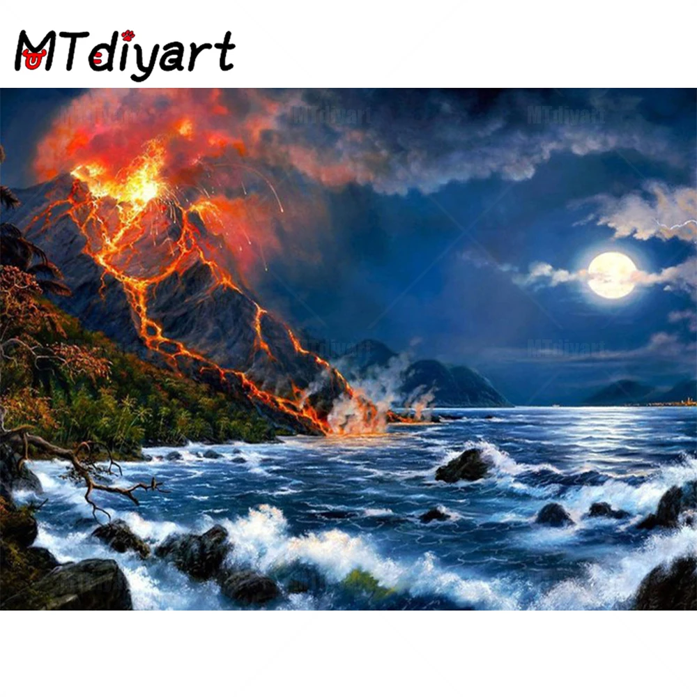 Картина 5d с извержениями вулканов луна вышивка крестом стразы для дома | Дом и сад