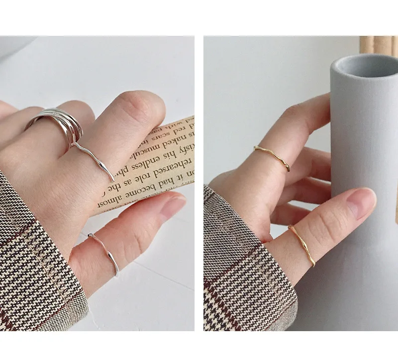 LouLeur, 925 пробы, серебряное, Открытое кольцо INS, холодное и крутое, минималистичное, для лица, на палец, для женщин, массивное, регулируемое, тонкое кольцо