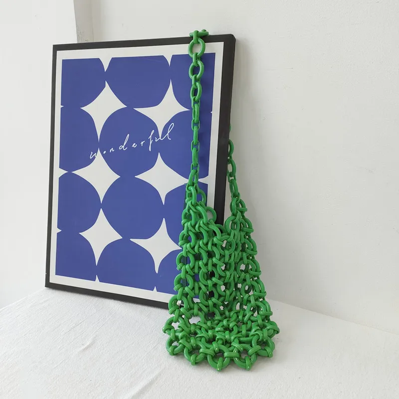 

Green Summer Handbag Acrylic Circle Beaded Bag 2021 Hand Bag Purses and Handbags Luxury Designer Shouder Ladies Bag