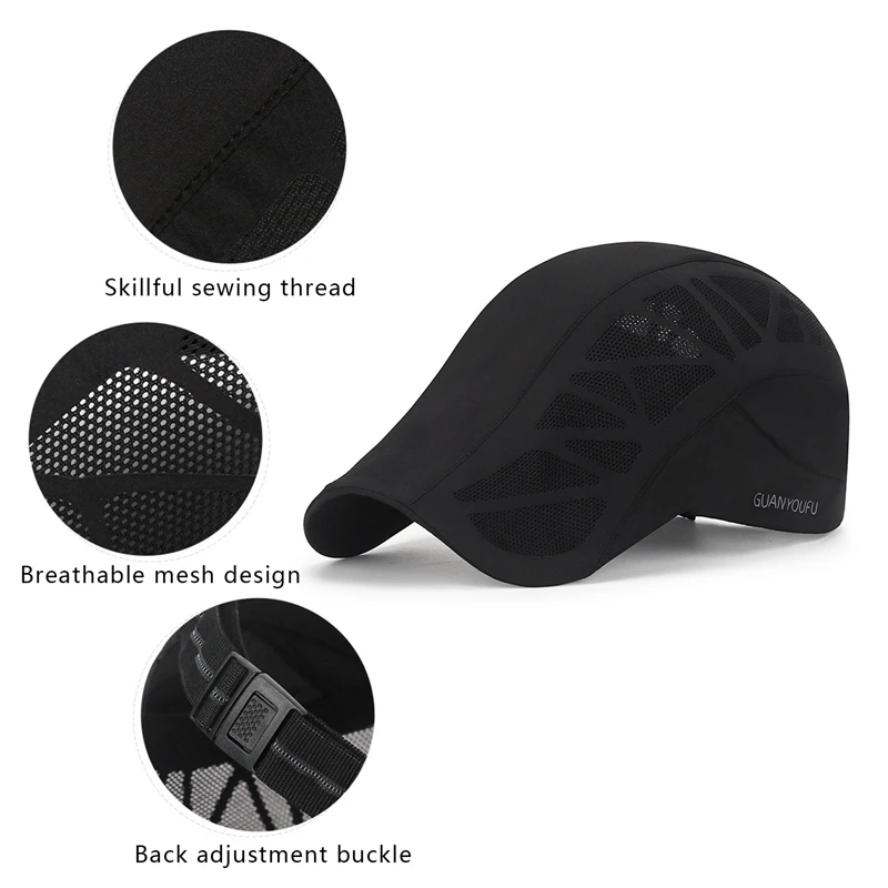 Newsboy Hat Summer Driver Hat Newsboy Cap Breathable Mesh Men Caps Male Outdoor Golf Cycling Panama Vintage Unisex Mesh Berets Flat Hats