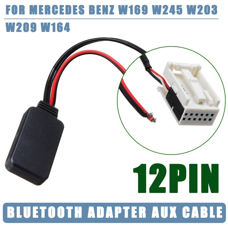 

12-Pin Module Board Wireless Bluetooth Stereo Music Adapter Receiver Aux Auxiliary Audio Cable For Mercedes-Benz W169 W245 W203