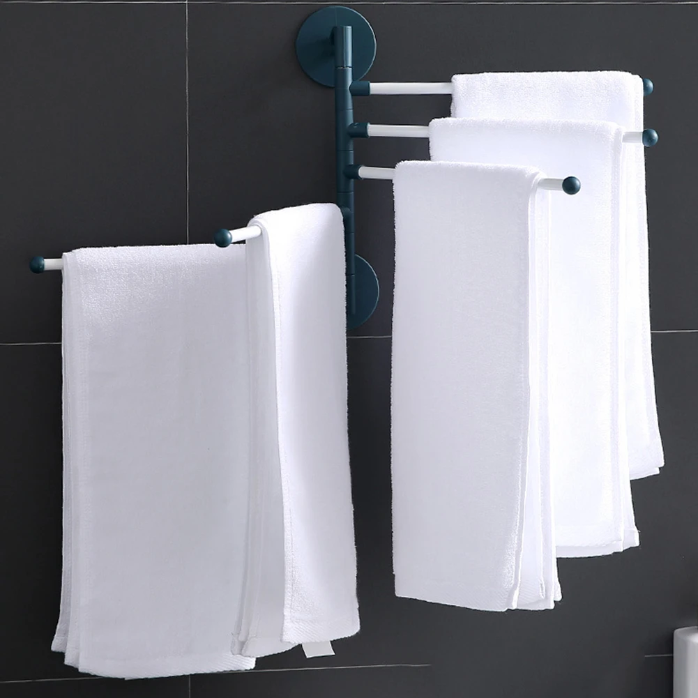 Toallero giratorio de toalla para baño, soporte de pared sin perforación  para puerta de armario, accesorio de cocina, 5 Bar _ - AliExpress Mobile