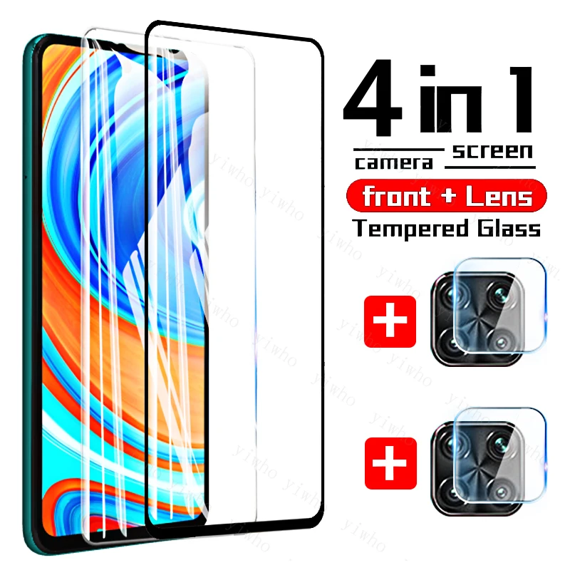 

4in1 Protective Glass for Xiaomi Redmi Note 9 Pro Max 9S 9T Camera Lens Screen Protector Redmi Note9 9Pro 9 S T tempered Glass