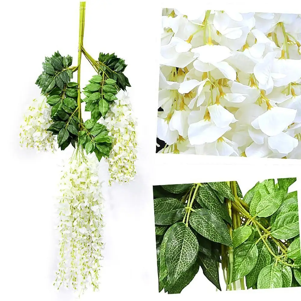 Adeeing 12x искусственный цветок Wisteria сад Сваг из лозы Свадебный декор(белый