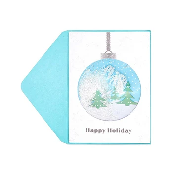 

3D Handmade Glitter Blue Cards, Tree Happy Holiday Funny Christmas Greeting Cards