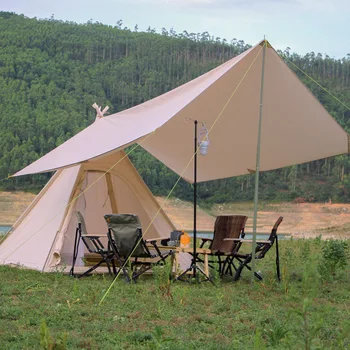 

Landwolf Outdoor Indian Cotton/oxford Tent add sunshelter 3-4 People Camping Pyramid Canopy Top Camping Technology Cotton
