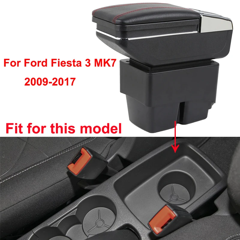 Автомобильный подлокотник для Ford Fiesta 3 Mk7 2009 2017 центральный ящик хранения