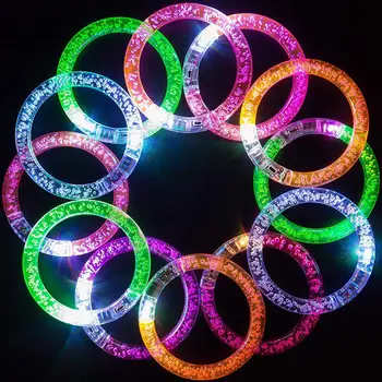 

6Pcs LED Light up Bracelet Party Concert Flashing Glow Bubble Bangle Wristband