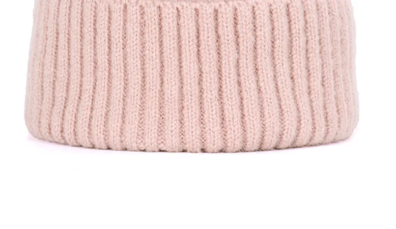 Однотонная женская вязаная шапка из шерсти, осенние и зимние шапки высокого качества, модная женская теплая хлопковая шапка, Повседневная шапка