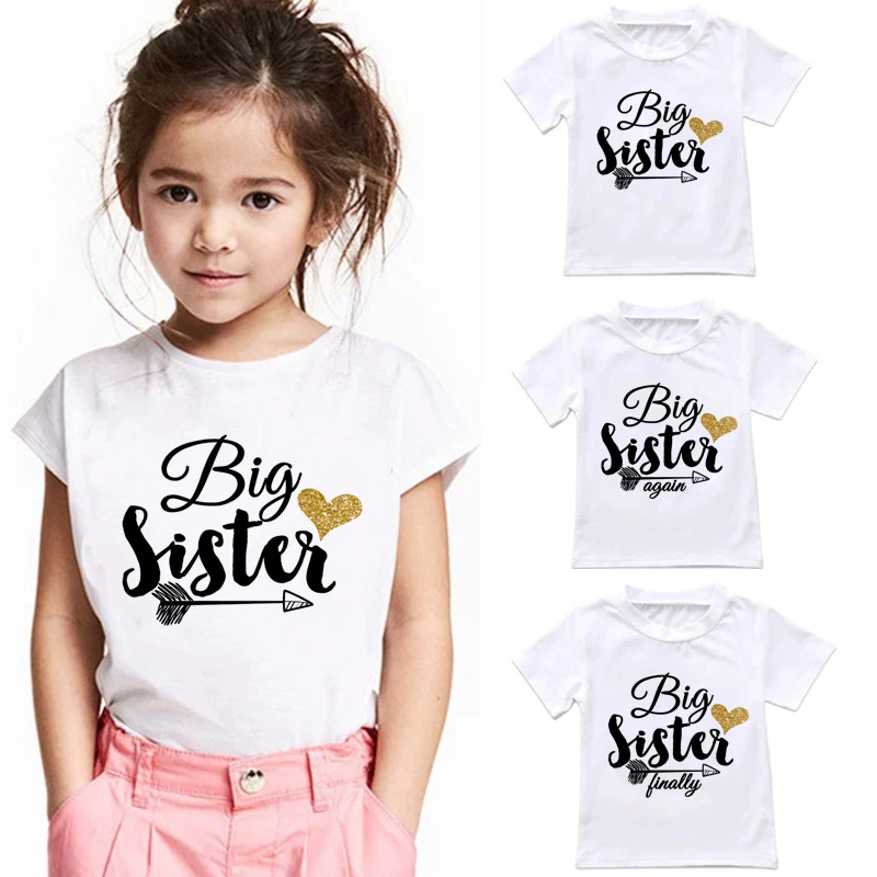 Promossa A Big Sister Family Tshirt Big Sister Ancora Una Volta Ragazze Anouncemento Big Sister Tee Shirt Pink Cute Top Tee Shirt