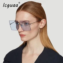 Модные женские солнцезащитные очки без оправы в квадратном стиле с оттенком океана Les, крутые брендовые дизайнерские солнцезащитные очки с заклепками Oculos De Sol