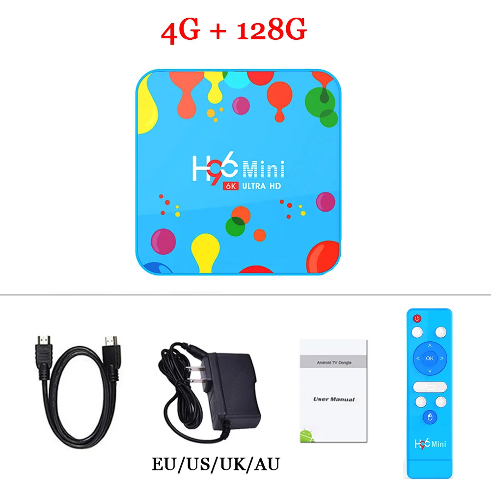4 Гб 128 ГБ Android 9,0 tv Box H96 Mini Allwinner H6 quad core 6K Smart tv 2,4G& 5G Wifi 4 ГБ 32 ГБ проигрыватель google Youtube телеприставка - Цвет: 4G 128G