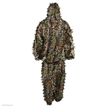 

Unisex New Stylish Casual O-Neck Turn-Down Collar Long Sleeve 3D Leaf Jungle Camouflage Polyester Jacket & Pants Set