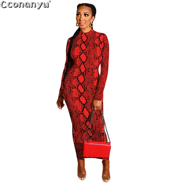 red snakeskin dress