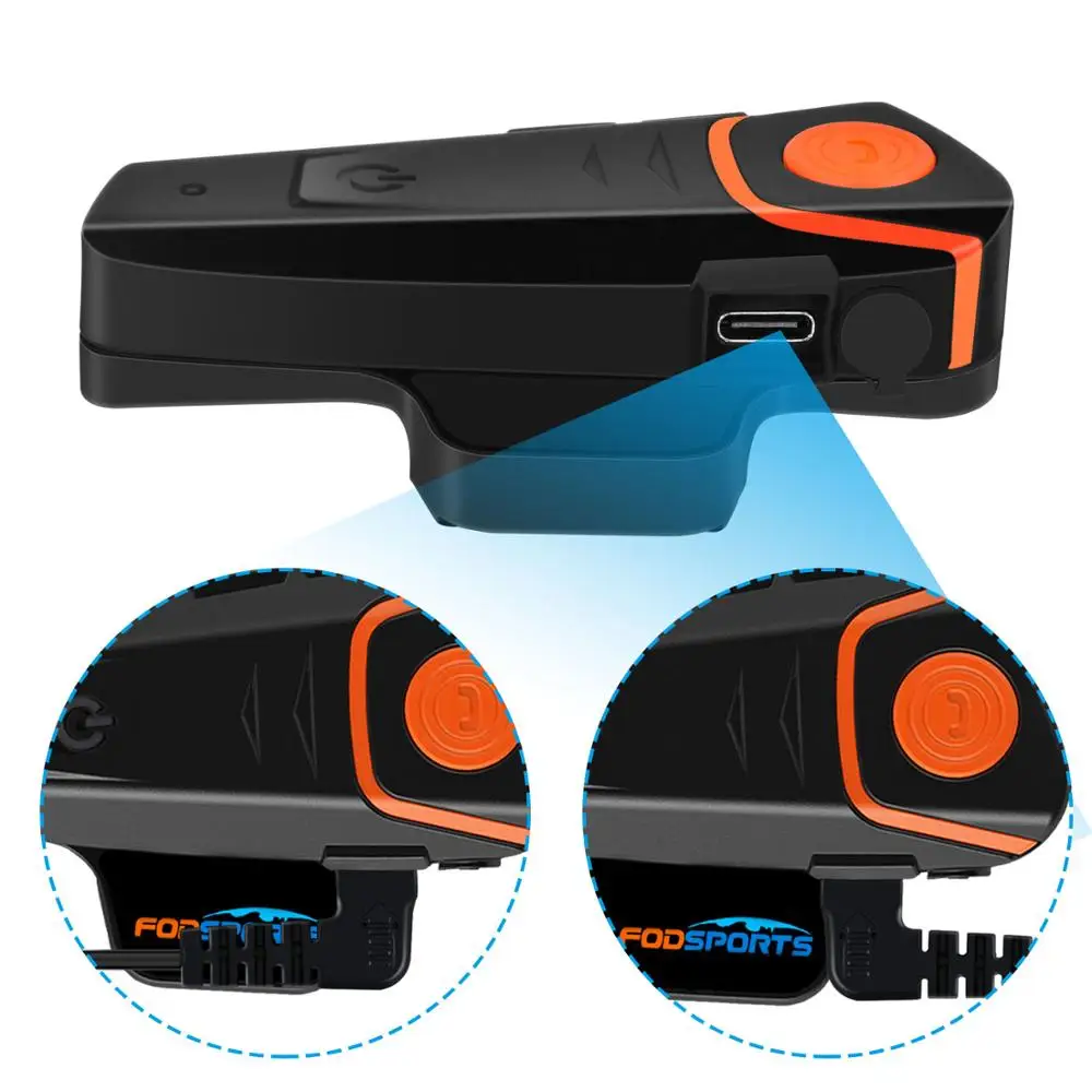 Fodsports BT-S2 Pro Motorcycle Intercom Helmet Headset Wireless Bluetooth Waterproof Interphone Intercomunicador Moto FM