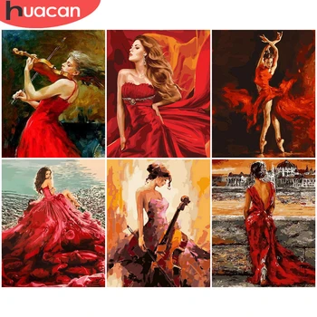

HUACAN DIY Pictures By Numbers Kits Painting By Number Girl Drawing On Canvas Hand Painted Paintings Figure Art Gift Home Decor
