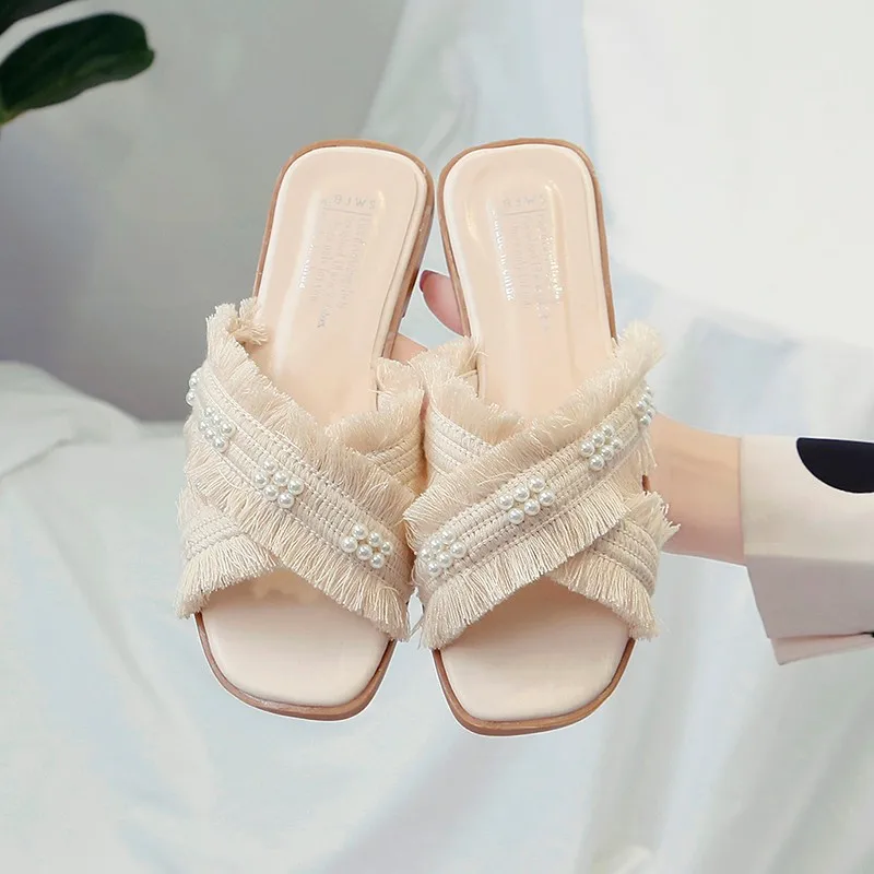 

2019 Summer New Style Anti-slip Flat Sandals Korean-style Sweet Bow Casual WOMEN'S Slippers