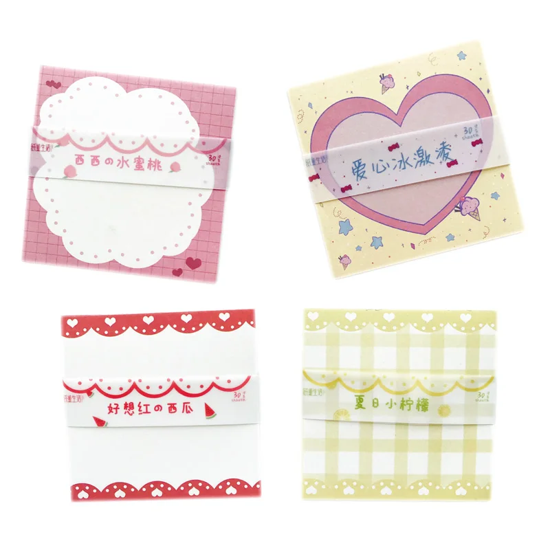 

30 Pages/Pack Cute Summer Fruit Lemon Peach Ice Cream Memo Pad Paper Notepad School Office Supply Student Stationery Kid Gift