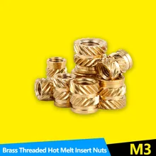 Heat Set Insert Nut Female Thread Brass Knurled Inserts Nuts Embed Parts Pressed Fit into Holes for 3D Printing M3 100Pcs
