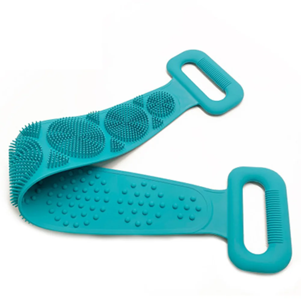 Body Wash Silicone Body Scrubber Belt Double Side Shower Exfoliating Belt Removes Bath Towel DC156 - Цвет: green