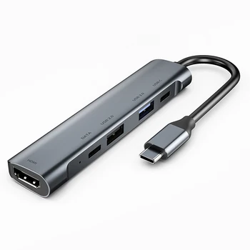

5 in 1 Type-C HUB Converter 4K 1080P HDMI USB2.0 USB3.0 60W PD Fast Charging Dock Type-C Data Adapter for Desktop Laptop