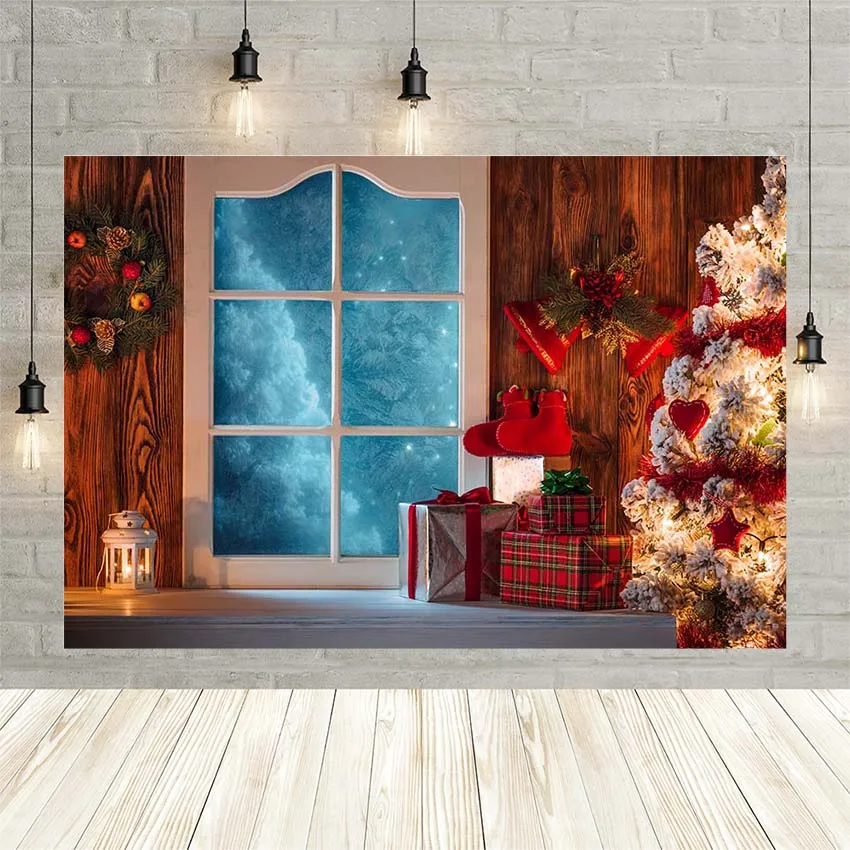 Avezano Photography Background Christmas Tree Stocking Mistletoe Wreath Cobblestone Photo Studio Decoration | Электроника