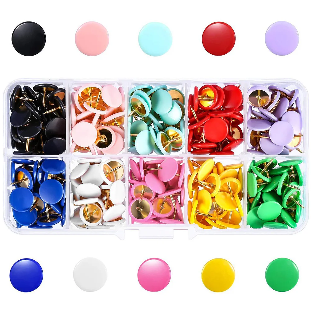 

300pcs Push Pin Map Drawing School Wall Craft Decorative Multi Colors Office Metal Point Photo Notice Round Head
