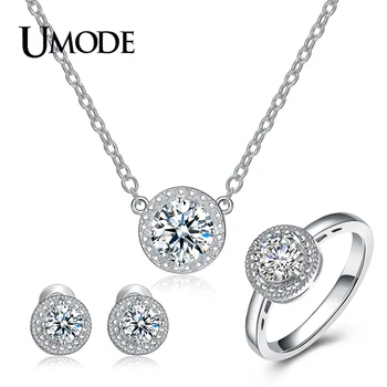 

UMODE Brand New White Gold Color Bridal Jewelry Sets for Women with Necklaces & Earring & Ring Wedding Accessories Gifts AUS0043