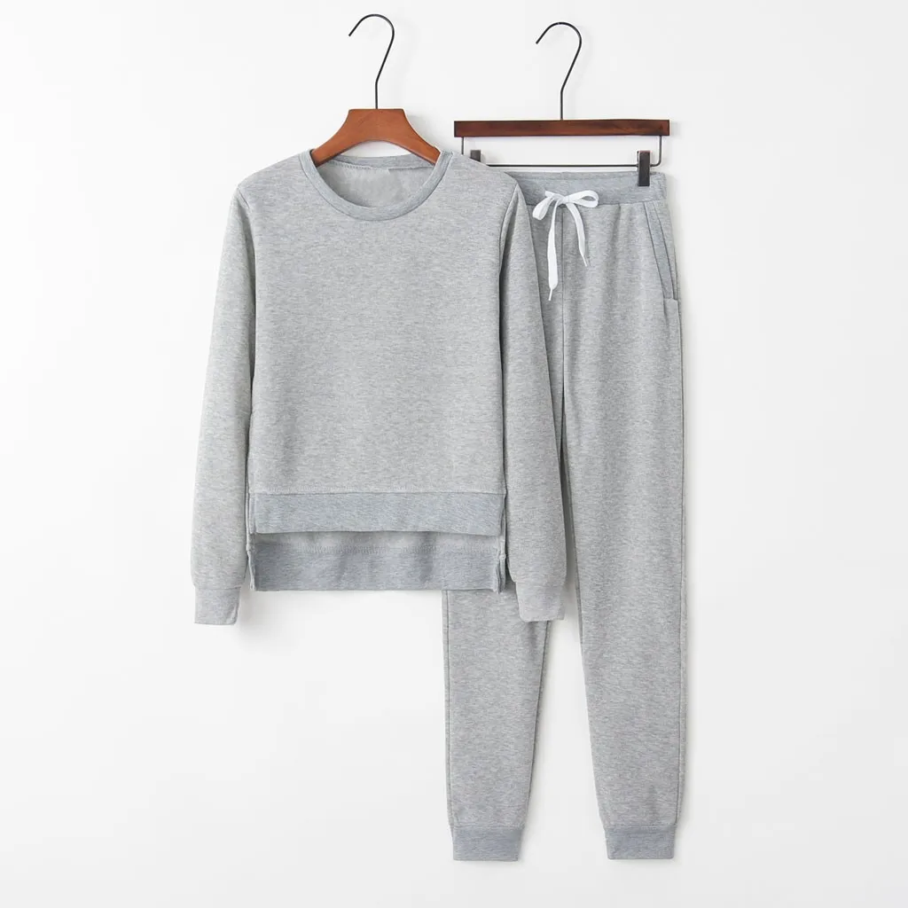 

Womens Tracksuit Casual Autumn Winter Sport Sweatshirt Trousers Two-Piece Suit Long Sleeve Crop Top Pants Women Tracksuit #45