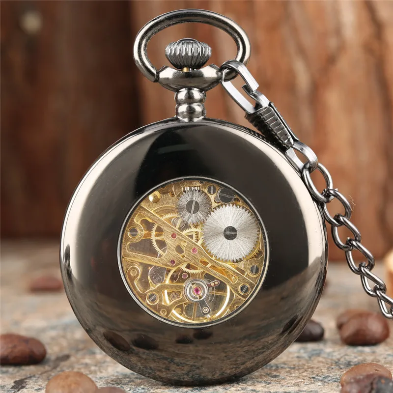 Antique Hollow Out Case Pendant Clock Mechanical Hand-Wind Pocket Watches Gifts for Men Women Roman Numeral Display FOB Chain