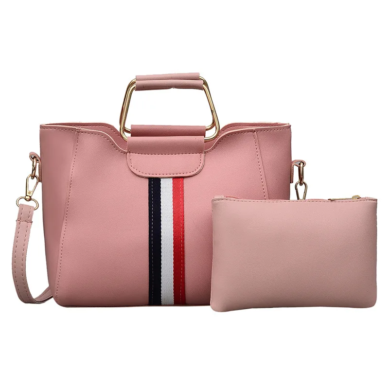 

WOMEN'S Bag 2019 New Style Two-Piece Set Contrast Color WOMEN'S Bag Korean-style Fashion Fashion Shoulder Hand Women's Large Bag