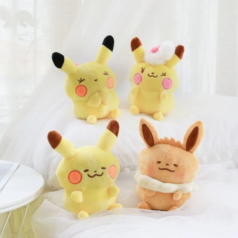 TAKARA TOMY Pokemon Kawaii Pikachu Eevee Plush Toy Lovely Cartoon Stuffed Soft Sofa Pillow Doll Cute Gift for Girl Present
