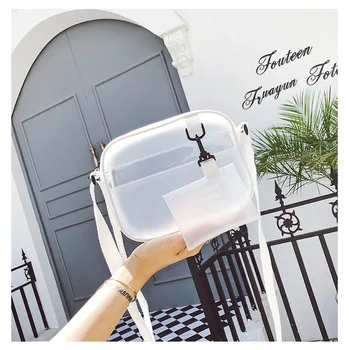 

Causual PVC Transparent Clear Woman Crossbody Bags Shoulder Bag Handbag Jelly Small Phone Bags with Card Holder Wide Straps Flap