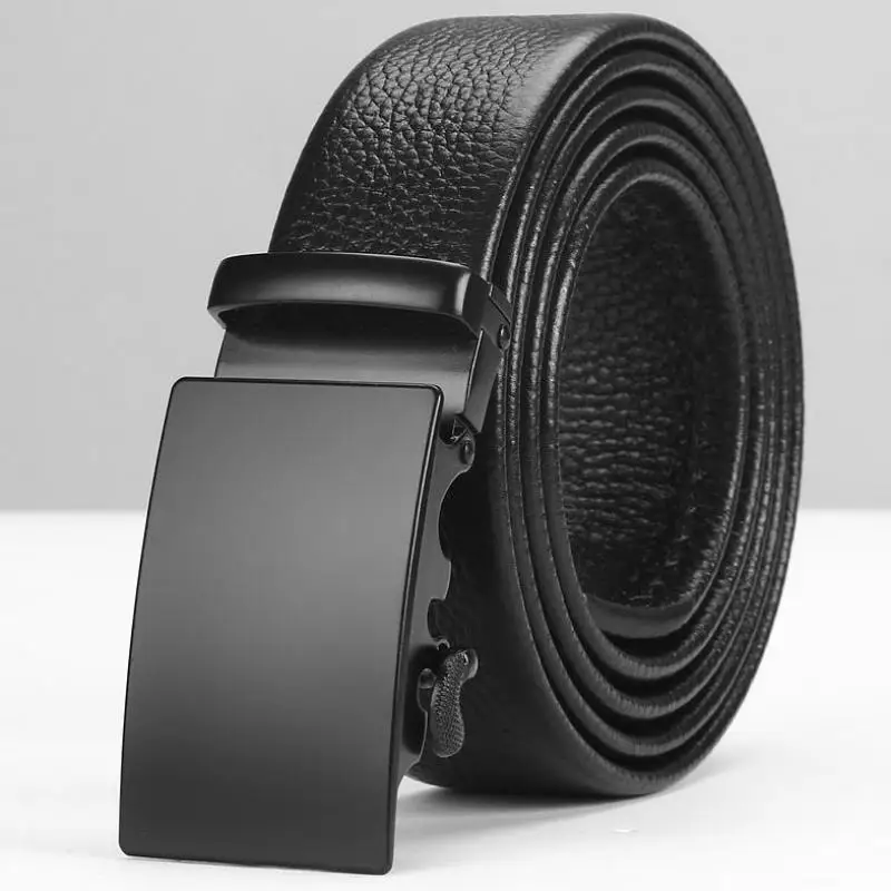 

luxury men's belt fashion zinc alloy automatic buckle head layer leather belt youth middle-aged casual business men's jeans belt