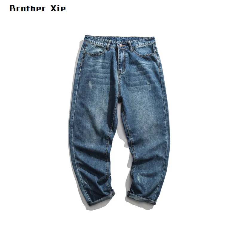 

Autumn Jeans Men's Fashion Washed Solid Color Casual Denim Trousers Man Streetwear Wild Hip Hop Loose Straight Jeans Pants Male