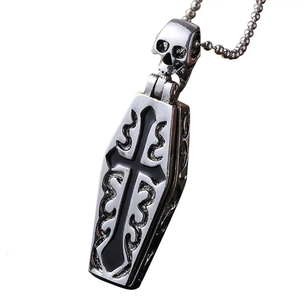

2019 Nove Gothic Men Vampire Skull Coffin Necklace Chain Pendant Cross Choker Christmas Gift Riverdale Jewelry Collares Vintage