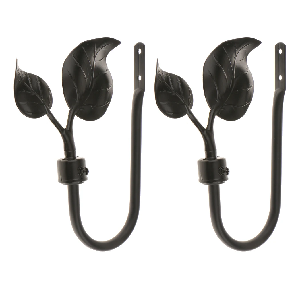 Pair U Shaped Metal Leaves Design Curtain Hooks Window Curtian Drapery Blinds Tieback Hangers Holders