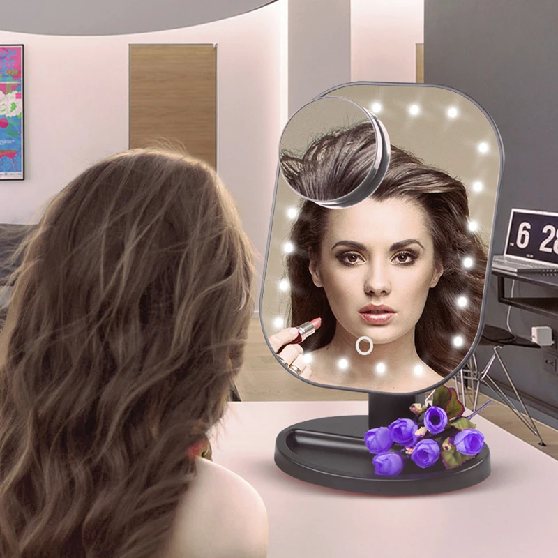 LED Touch Screen Luxury Makeup Mirror With 20 Lights with 10X Magnifying Miroir 180 Degree Adjustable Table MakeUp | Красота и