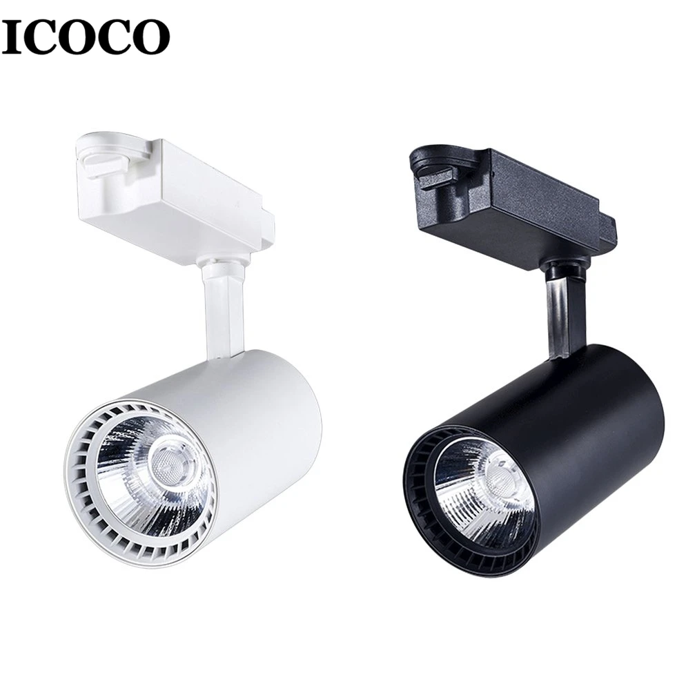 

ICOCO 10W COB LED Track Light Clothes Shop Ceiling Lamp Open Mounted Rail Spot Light Super Bright Adjusttable Angle Down Lamp