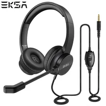 EKSA H12 H12E Wired Headphones Office Headset with Microphone For Call Center Skype Online Class PC PS4 Gaming Headset Xbox